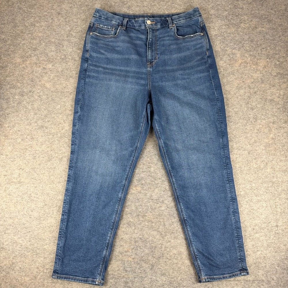 American Eagle AE Stretch Curvy Mom Jeans 28" Blue Womens 16 Regular